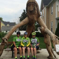 Wood sculpture with 3 riders Wood sculpture with 3 riders